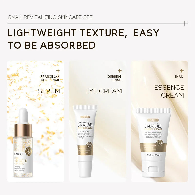 LAIKOU Vitamin C 24K Golden Sakura Skin Care Sets Face Cream Serum 3pcs/set