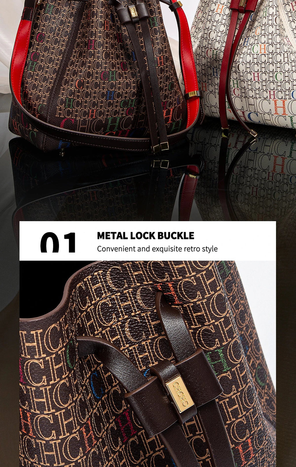 Luxury Classic Women's Handbag Bucket Bag Fashion PVC Printed Shoulder Luxury Brand Women Designer Wallet Classic Nanasbeautyholic