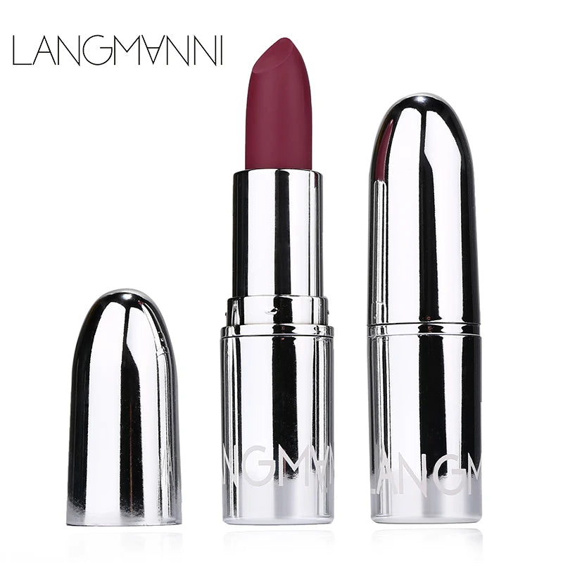 Langmani Silver Tube Matte Lipstick Non Staying Cup Makeup Lipstick  8 colors available Nanasbeautyholic