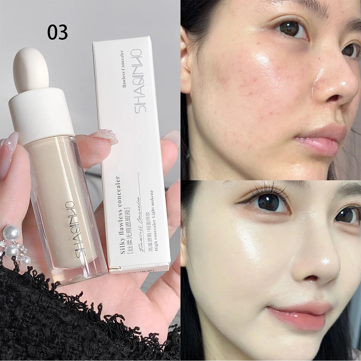 Silky Concealer Cream – Full Coverage for Acne Marks, Dark Circles & Skin Brightening | 3 Shades