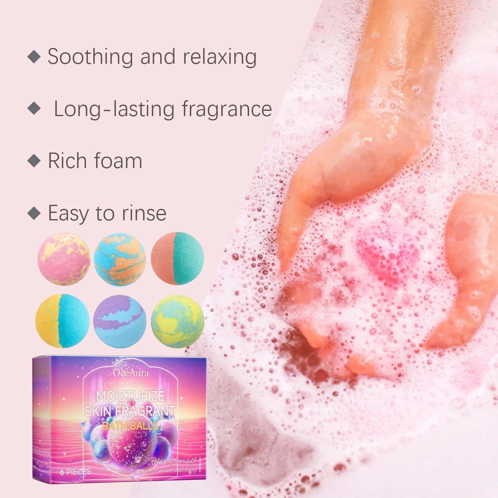 Lavender Bubble Bath Balls Long Lasting Fragrance Improve Exfoliating Foot Odor Cleanse Relax Stress Moisturizing Salt Bath Ball Nanasbeautyholic