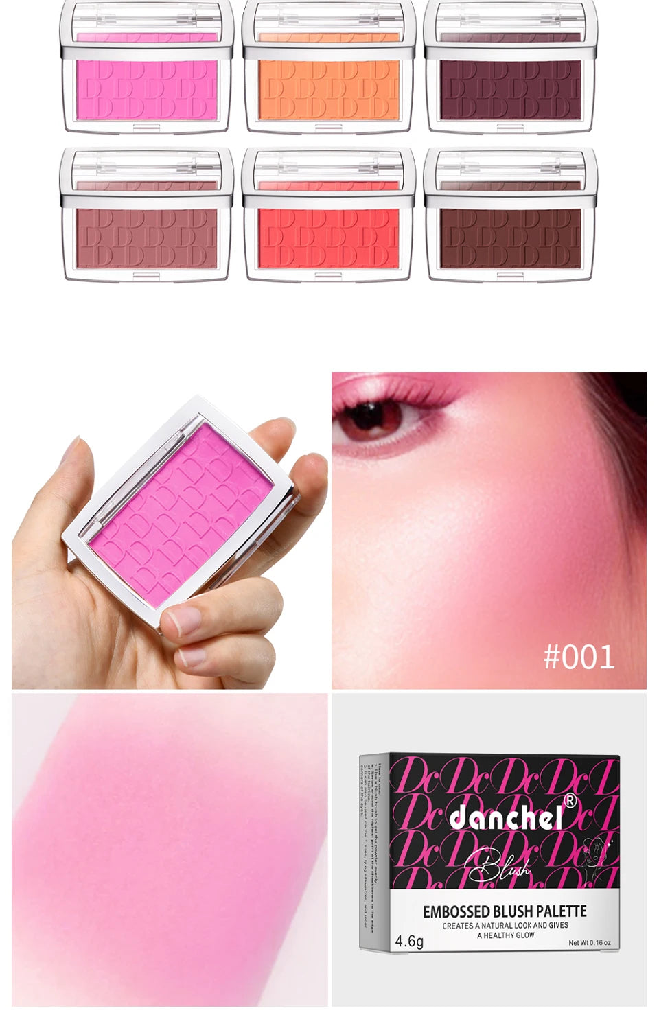 Embossed Matte Blush Palette – High-Pigment Cheek Powder for a Natural Rosy Glow