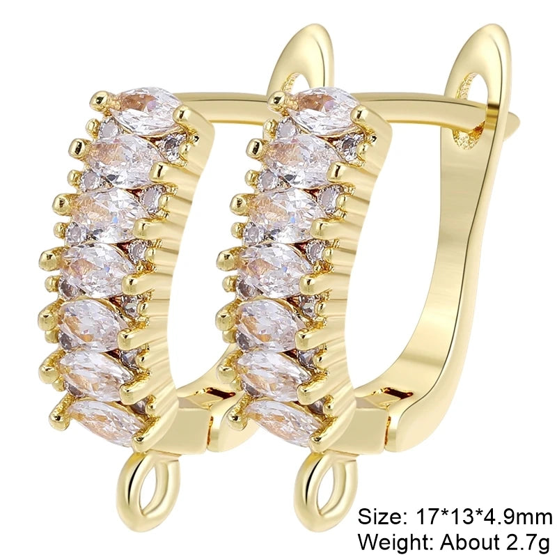 Juya 18K Gold & Silver Plated Earring Hooks – Micro Pave Zircon DIY Jewelry Findings