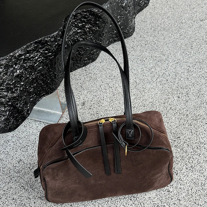 Genuine Leather Tote Bag – Soft Cowhide Shoulder Bag for Women