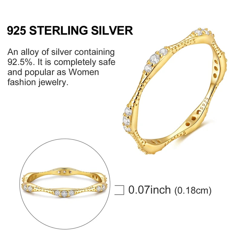 925 Sterling Silver Heart Star Moon Ring | Sparkling Zircon | Gold Chain Design | Women's Fine Jewelry Gift