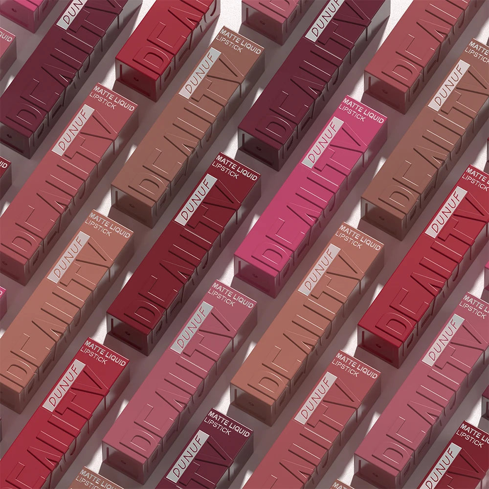 8Pcs/Set Nude Brown Matte Liquid Lipstick Velvet Sexy Dark Red Lip Glaze Non-stick Cup Not Easy To Fade Lip Gloss Lipstick Makeu Nanasbeautyholic