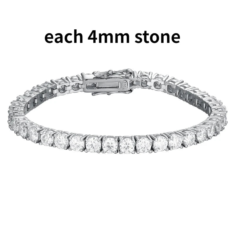 925 Sterling Silver Moissanite Tennis Bracelet | VVS1 D Color | GRA Certified | 3mm 4mm 5mm
