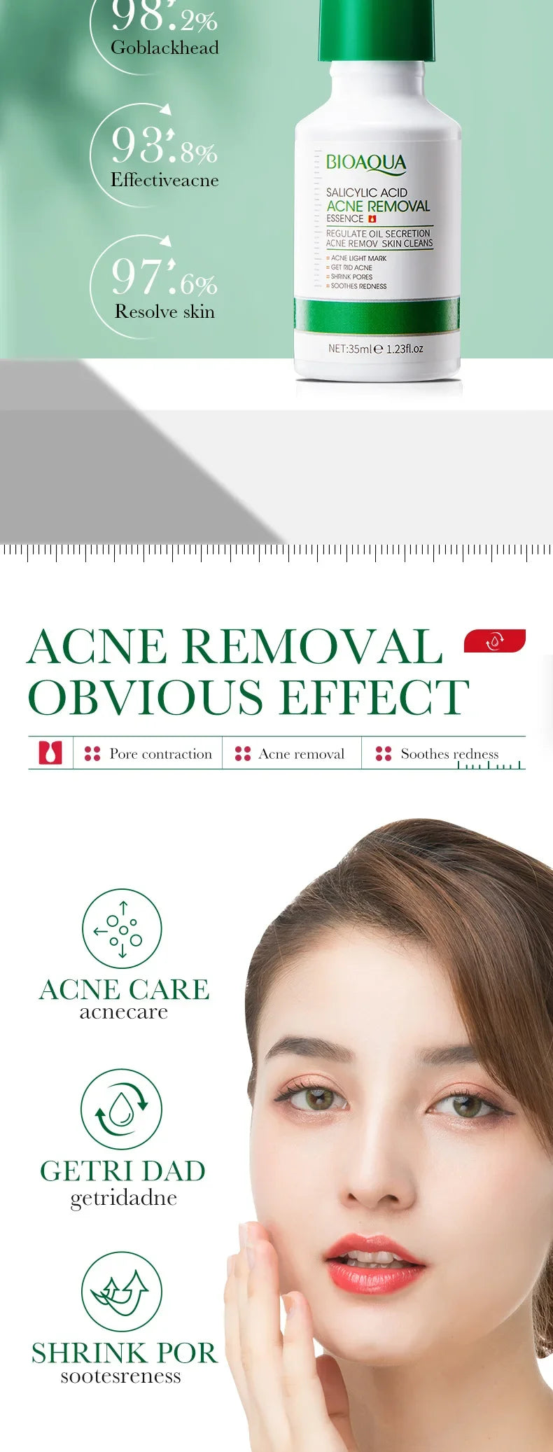 BIOAQUA Salicylic Acid Acne Removing Essence Face Serum skincare Moisturizing Repairing Acne