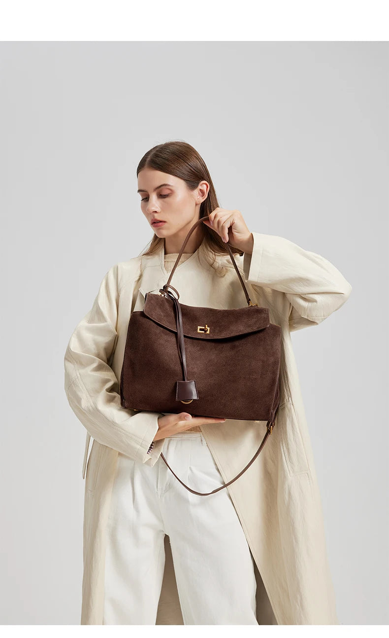 Women's Suede genuine leather Bag Shoulder Handbag Luxury Designer
