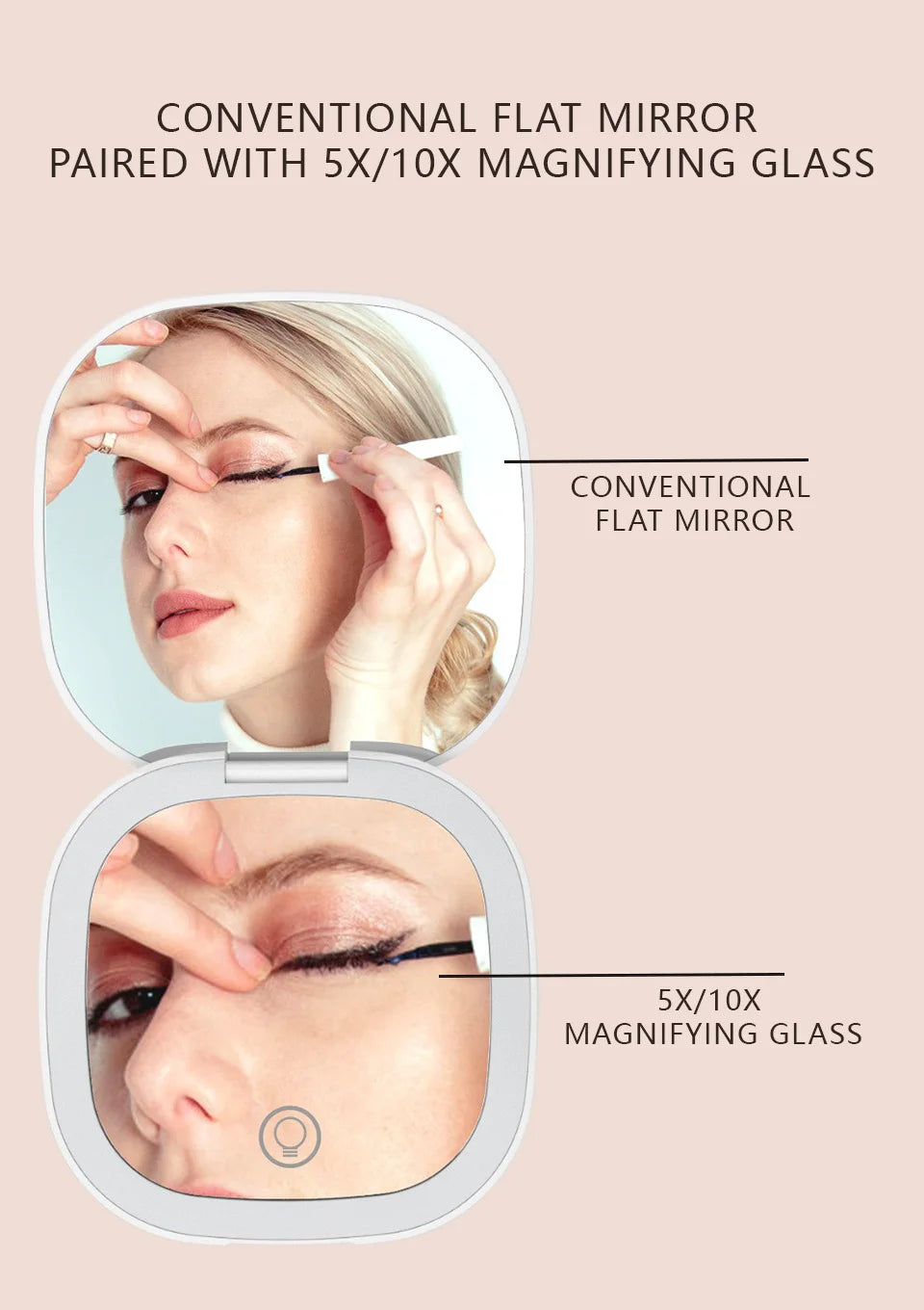 Mini Compact Foldable Pocket Hand Led Makeup Mirror