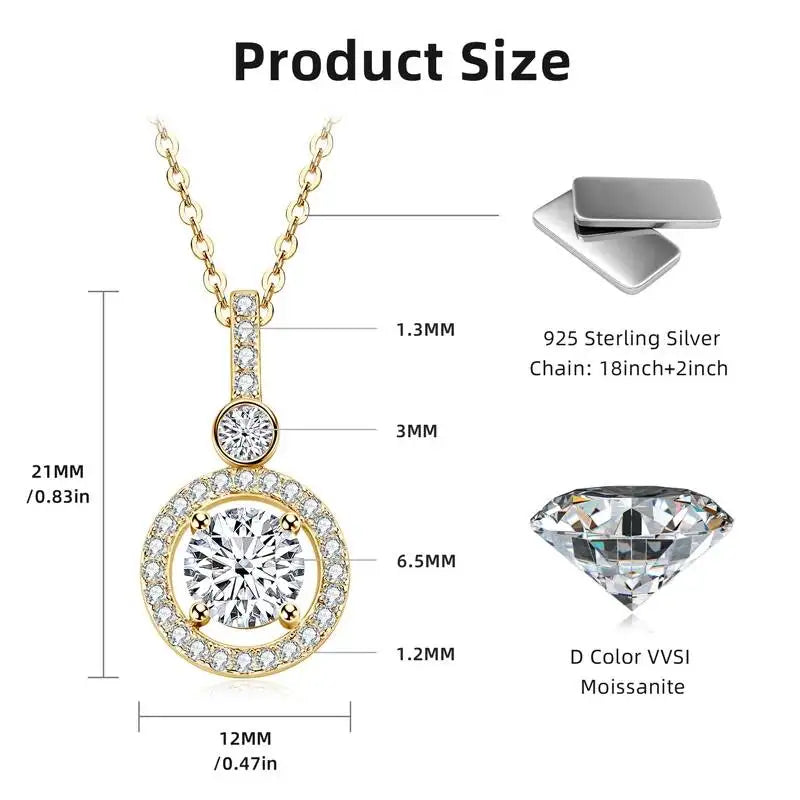 1ct Moissanite Pendant Necklace Sterling Silver — Outshines Diamonds, Captures Every Heart