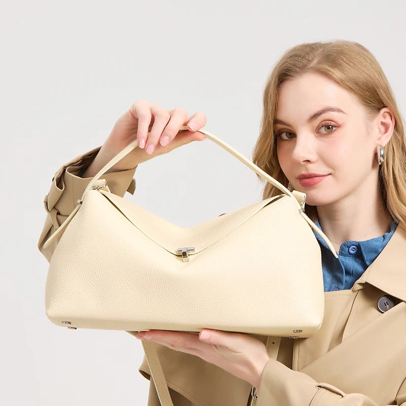 Genuine Cowhide Leather Shoulder Bag – Large Capacity Luxury Handbag for Women