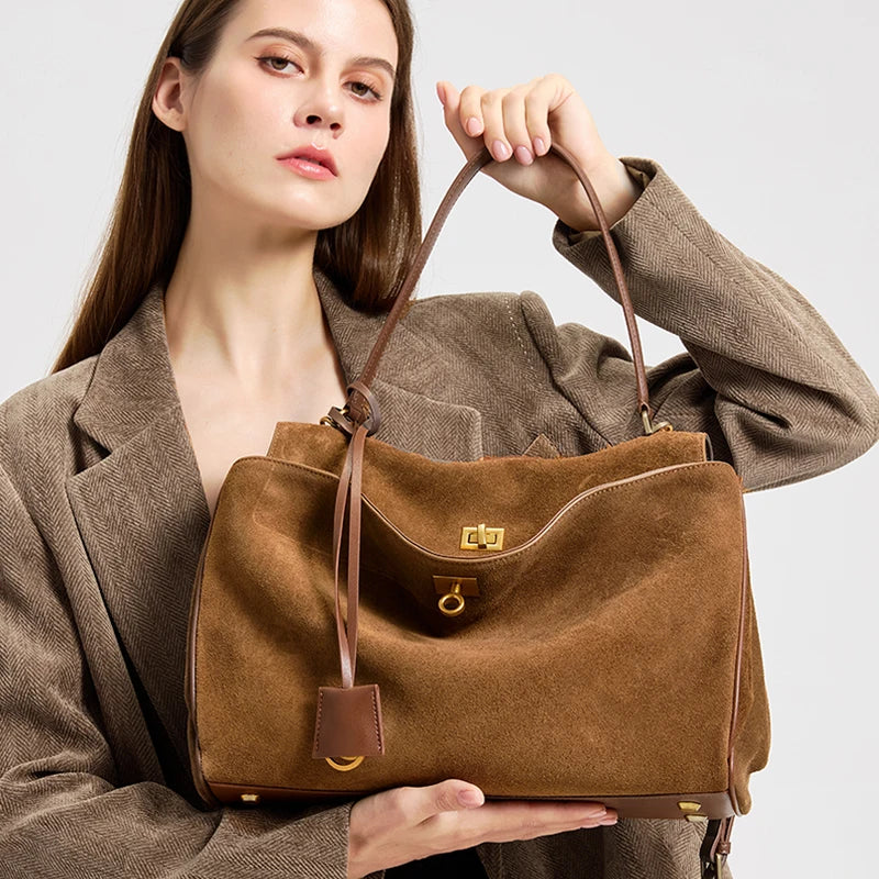 Women's Suede genuine leather Bag Shoulder Handbag Luxury Designer