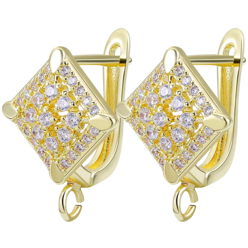 Juya 18K Gold & Silver Plated Earring Hooks – Micro Pave Zircon DIY Jewelry Findings