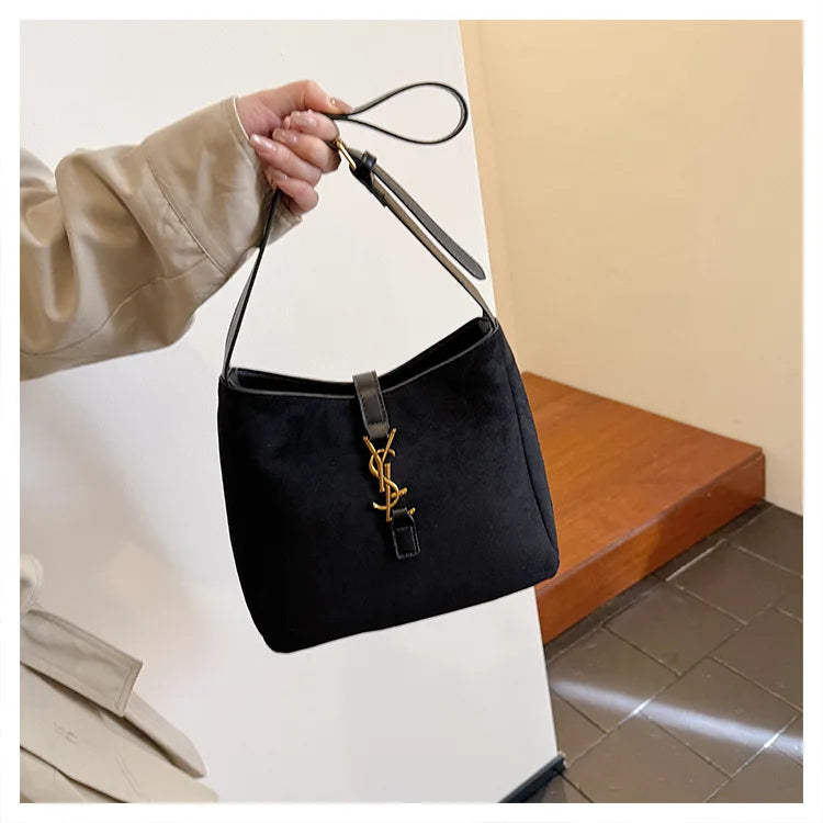 Luxe Faux Leather Bucket Bag – Large Capacity Hobo Shoulder Bag for Women