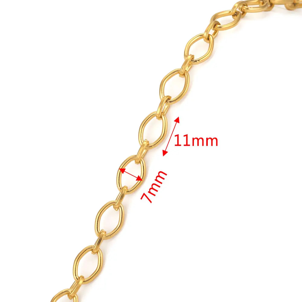 1 Meter 18K Gold Plated Stainless Steel Link Chain for Jewelry Making – Bulk Rolo Cable Necklace & Bracelet Chain