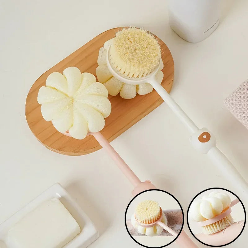 Bath Brush Back Body Bath Shower Sponge Scrubber Brushes With Handle Exfoliating Scrub Skin Massager Exfoliation Bathroom Brush Nanasbeautyholic