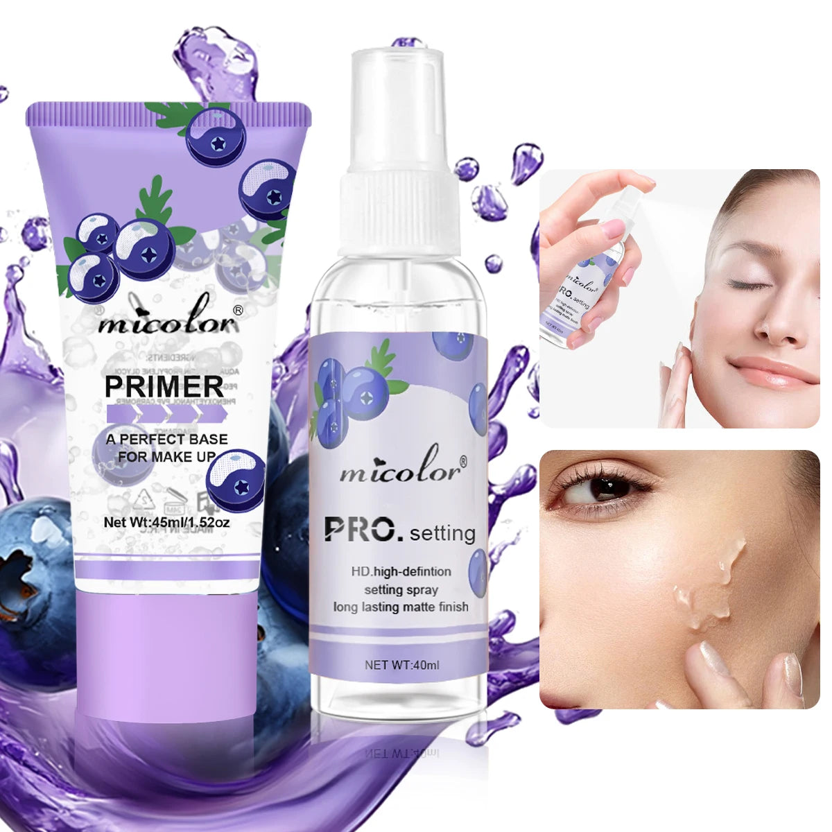 Makeup Primer & Setting Spray Set – Pore-Minimizing, Long-Lasting Base & Finishing Duo