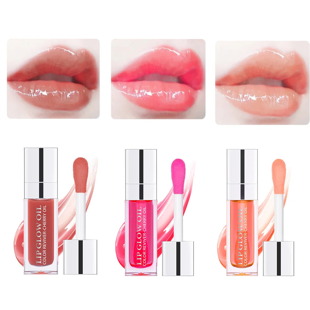 3pcs/set Lip Glaze Mirror Water Long-lasting Waterproof Crystal Jelly Oil Lip Tint Moisturizing Non-stick Cup Lip Glow Oil Care Nanasbeautyholic
