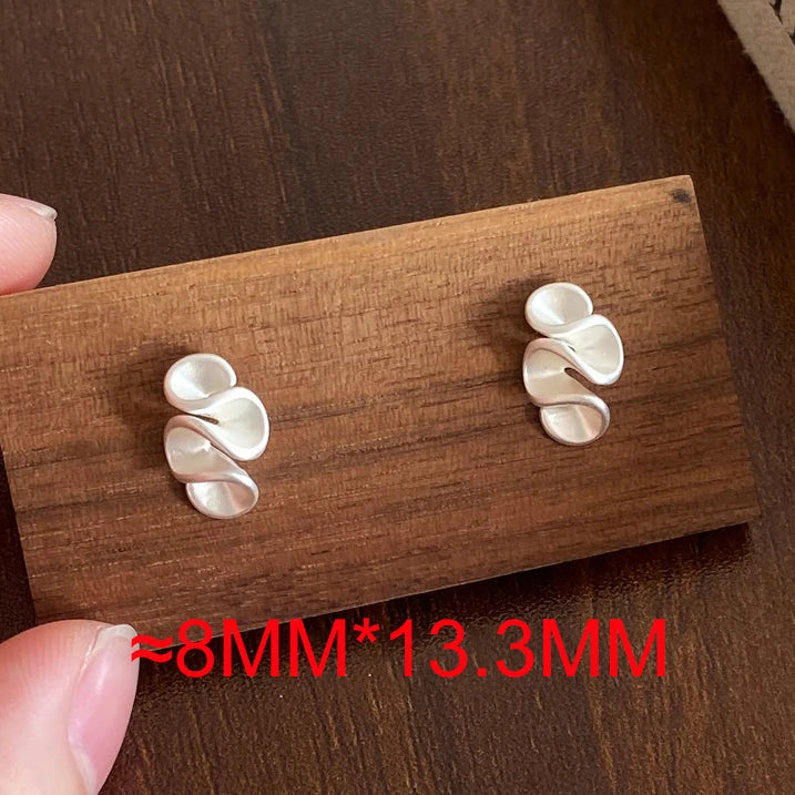 Sterling Silver Twisted Flower Stud Earrings — 18K Gold Plated, Minimalist Fine Jewelry