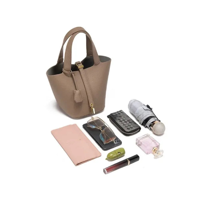 Faux Leather Bucket Bag – Chic & Versatile Women's Handbag