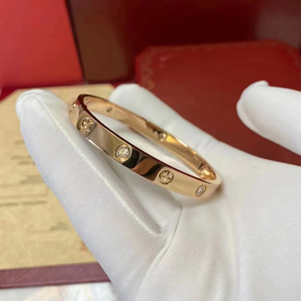 Zircon Cross Screw Nail Bangle | Stainless Steel | Gold, Rose Gold & Silver | Unisex Statement Bracelet
