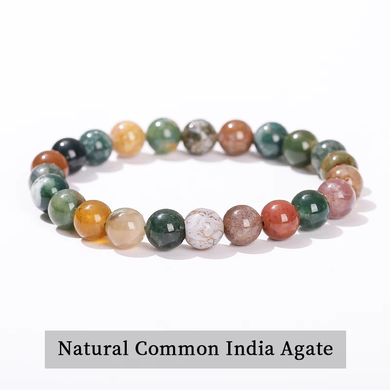 Natural Gemstone Bead Bracelet — Amethyst, Tiger Eye, Crystal, Agate & More | Reiki Healing Jewelry
