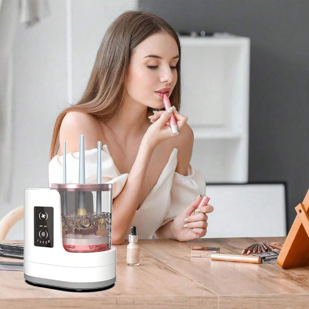 Electric makeup brush cleaner, a cleaning tool for makeup brushes and foundation.