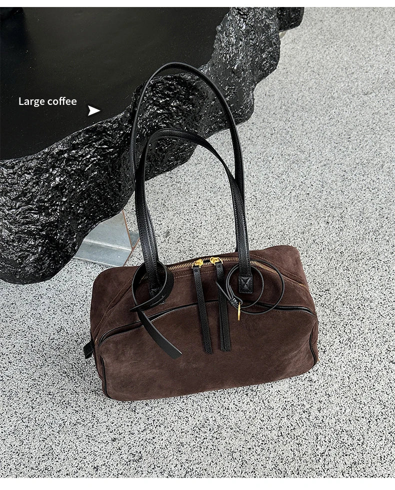 Genuine Leather Tote Bag – Soft Cowhide Shoulder Bag for Women