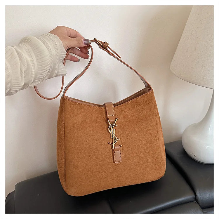 Luxe Faux Leather Bucket Bag – Large Capacity Hobo Shoulder Bag for Women
