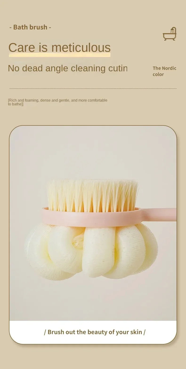 Bath Brush Back Body Bath Shower Sponge Scrubber Brushes With Handle Exfoliating Scrub Skin Massager Exfoliation Bathroom Brush Nanasbeautyholic