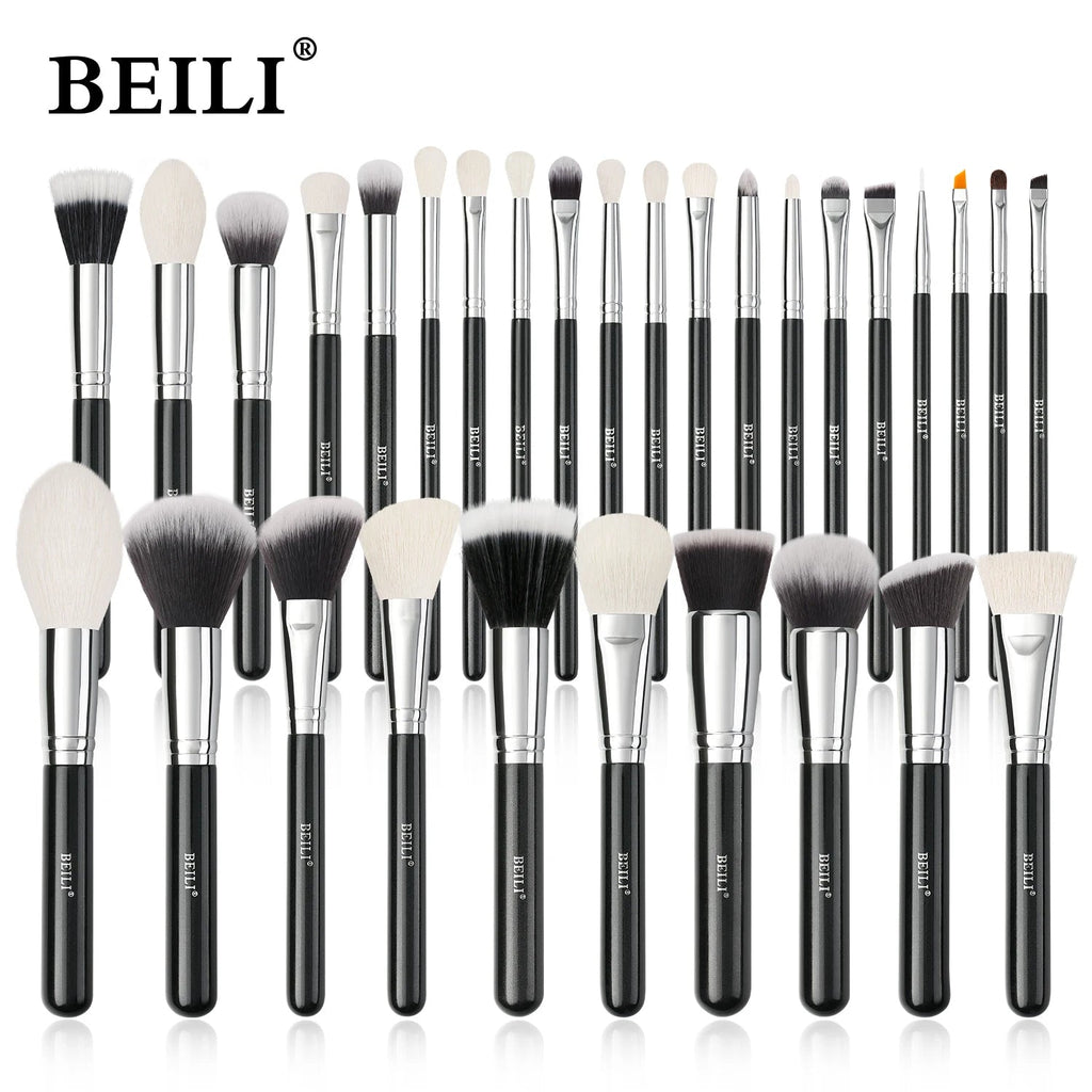 BEILI Black Makeup Brush Sets Professional Natural Goat Fiber Hair Brush Foundation Kakubi Contour Eyeshadow Beauty Tool brochas Nanasbeautyholic