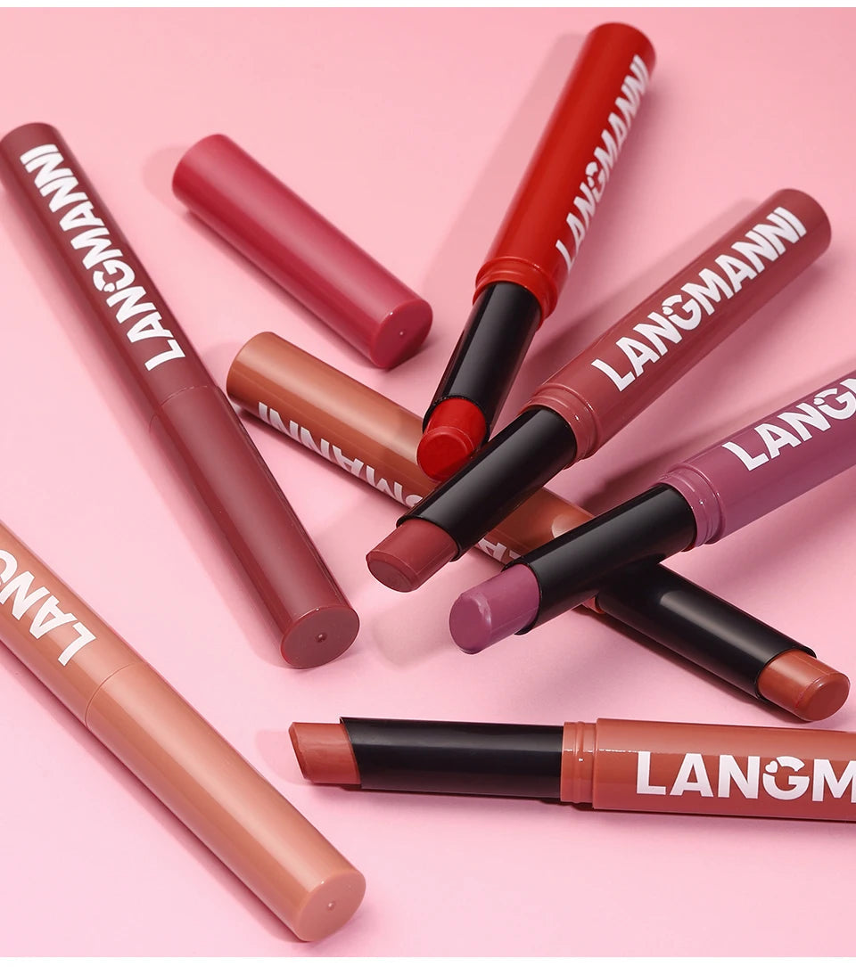Integrated waterproof lipliner+lipstick lipstick lipstick set,no smudge,no fade,no cup,durable,easy to create a perfect makeup! Nanasbeautyholic