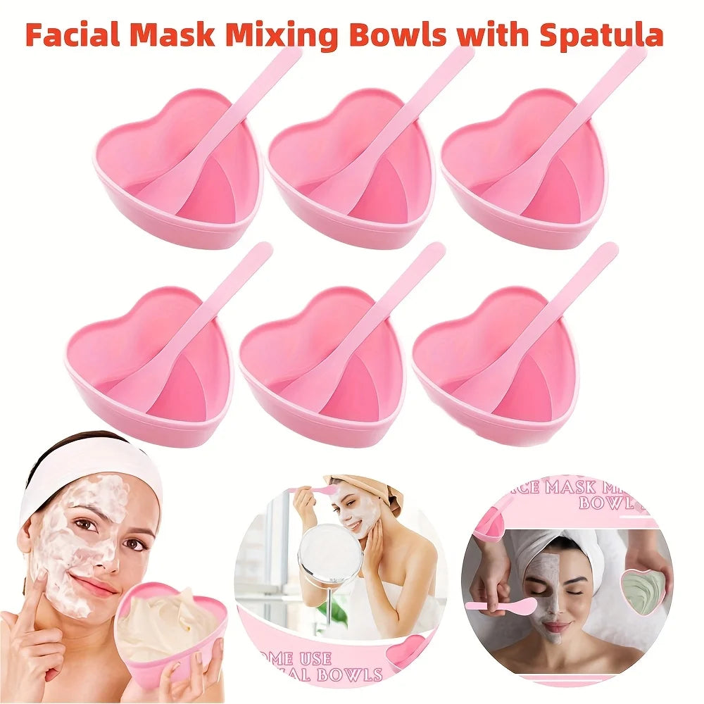 6-Piece Heart-Shaped Facial Mask Mixing Set - Pink