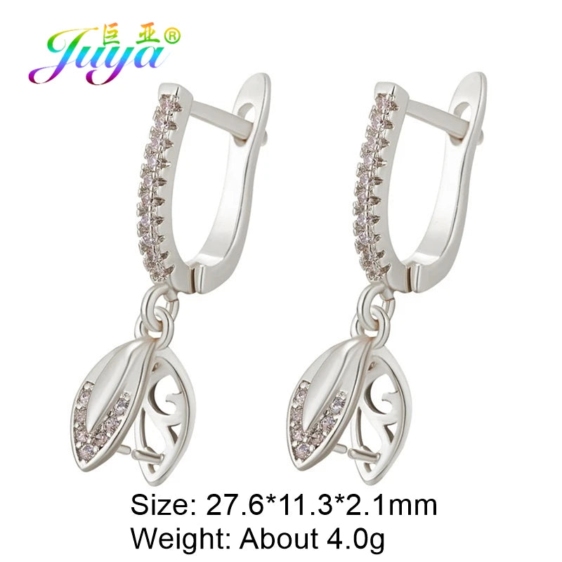 Juya 18K Gold & Silver Plated Earring Hooks – Micro Pave Zircon DIY Jewelry Findings