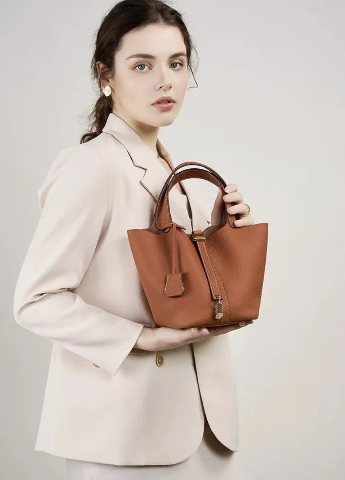 Faux Leather Bucket Bag – Chic & Versatile Women's Handbag