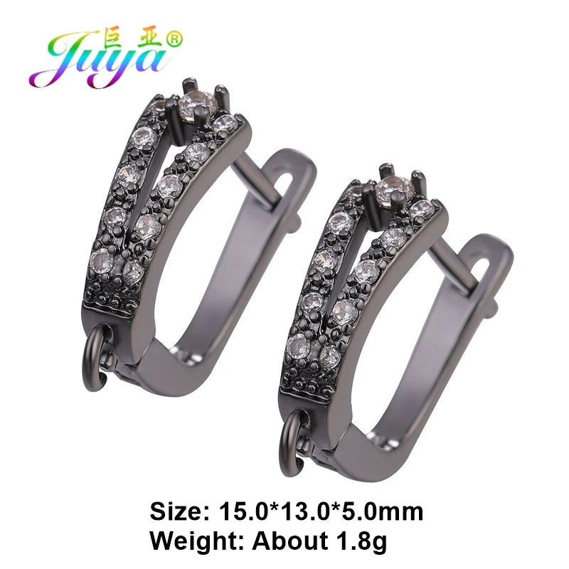 Juya 18K Gold & Silver Plated Earring Hooks – Micro Pave Zircon DIY Jewelry Findings