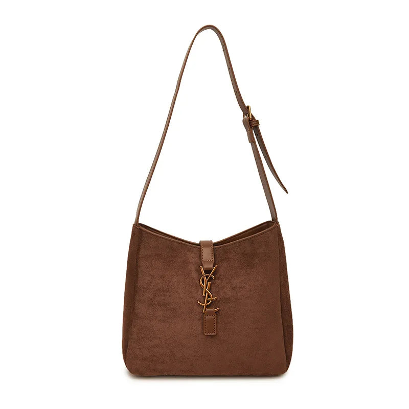 Luxe Faux Leather Bucket Bag – Large Capacity Hobo Shoulder Bag for Women