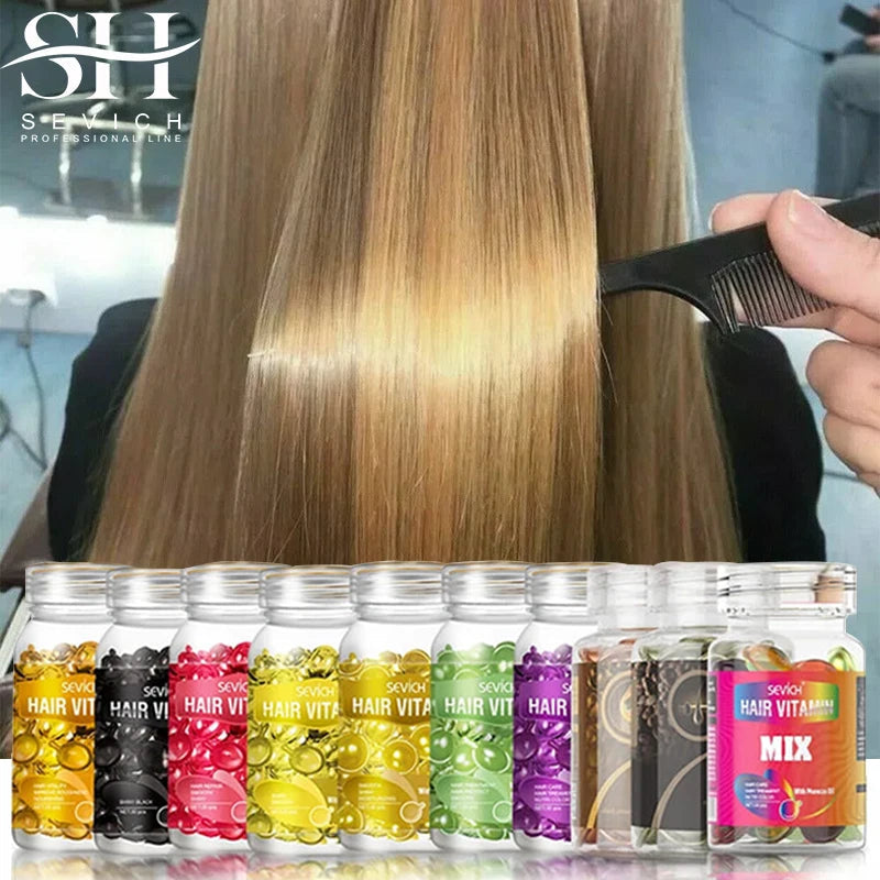 30Pcs Anti Hair Loss Hair Vitamin Capsule Oil Keratin Complex Oil Smooth Silky Hair Serum Hair Mask Repair Frizz Damaged Sevich Nanasbeautyholic