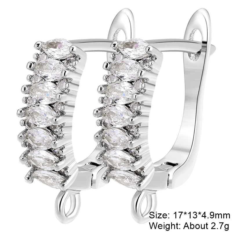 Juya 18K Gold & Silver Plated Earring Hooks – Micro Pave Zircon DIY Jewelry Findings