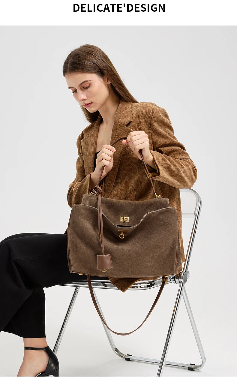 Women's Suede genuine leather Bag Shoulder Handbag Luxury Designer