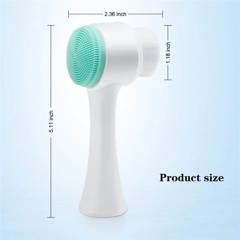3D Double Silicone Facial Cleansing Brush Manual Massage