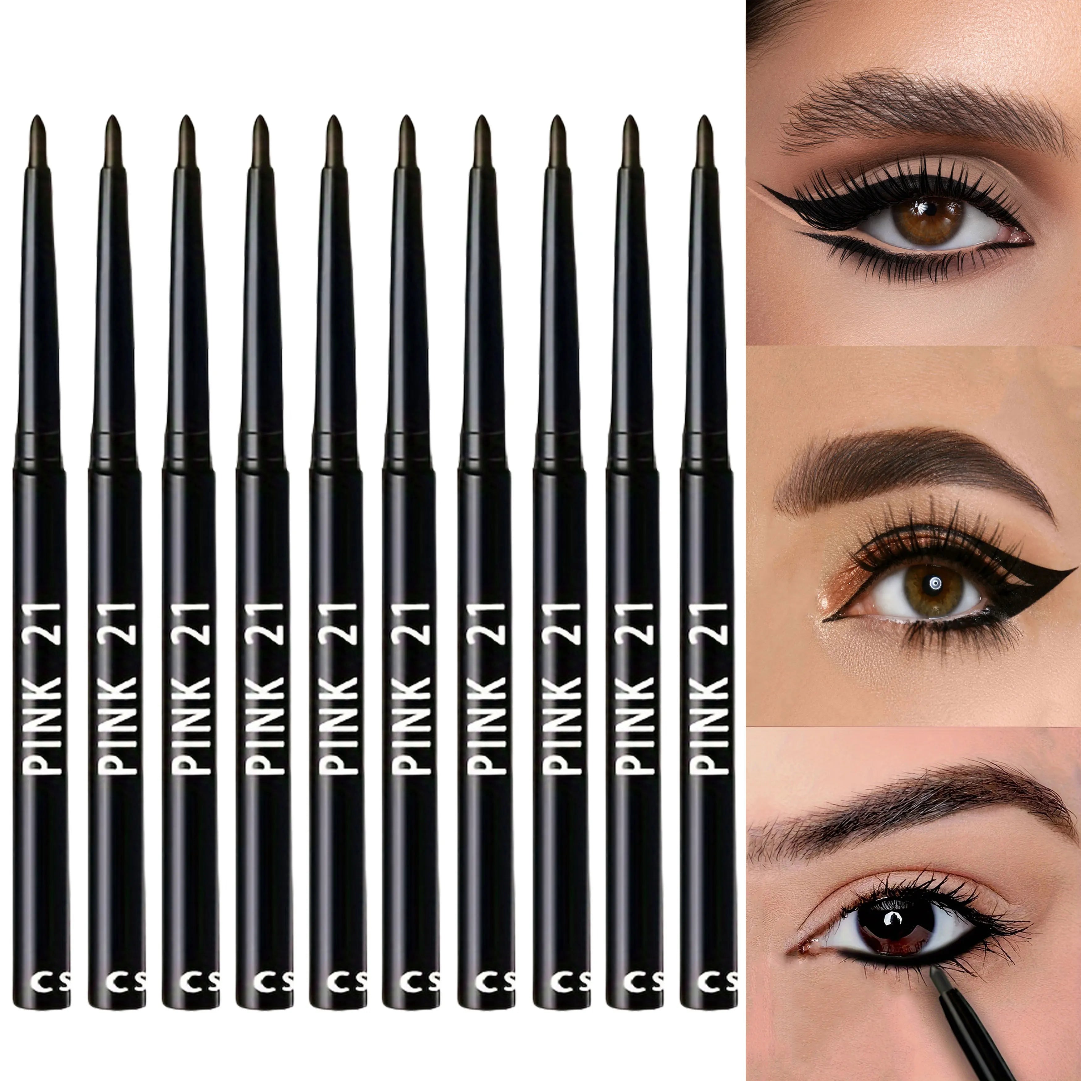 Pink 21 - 10Pcs Long-Lasting Black Eyeliner Pencils