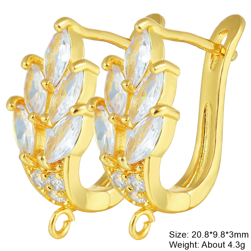 Juya 18K Gold & Silver Plated Earring Hooks – Micro Pave Zircon DIY Jewelry Findings