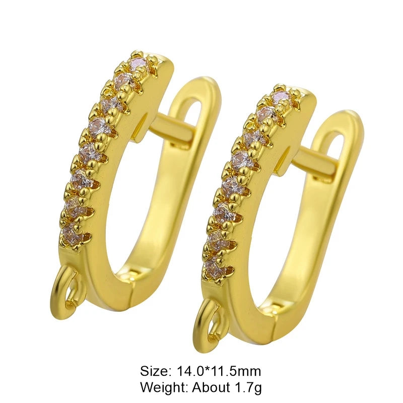 Juya 18K Gold & Silver Plated Earring Hooks – Micro Pave Zircon DIY Jewelry Findings