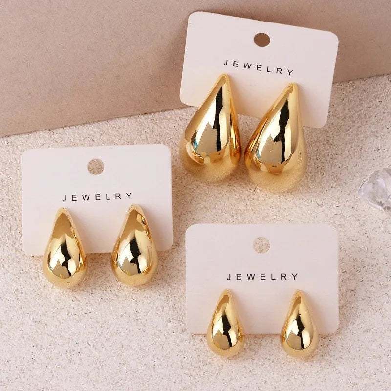 Water Drop Stud Earrings — Minimalist Gold & Silver Teardrop Studs for Women