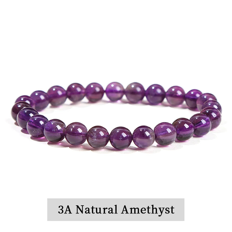 Natural Gemstone Bead Bracelet — Amethyst, Tiger Eye, Crystal, Agate & More | Reiki Healing Jewelry