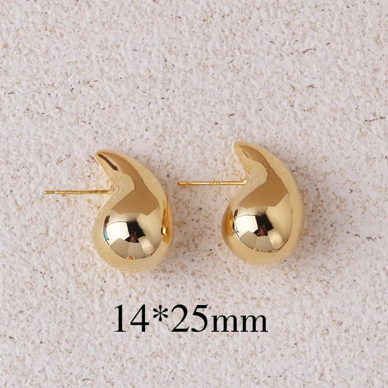 Water Drop Stud Earrings — Minimalist Gold & Silver Teardrop Studs for Women