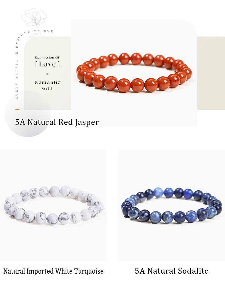 Natural Gemstone Bead Bracelet — Amethyst, Tiger Eye, Crystal, Agate & More | Reiki Healing Jewelry
