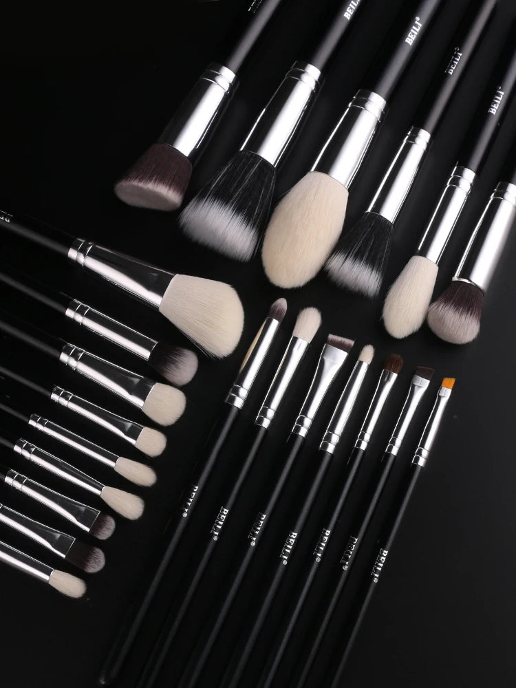 BEILI Black Makeup Brush Sets Professional Natural Goat Fiber Hair Brush Foundation Kakubi Contour Eyeshadow Beauty Tool brochas Nanasbeautyholic